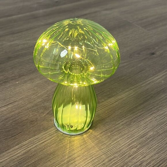 Lumineo Green Glass Mushroom Light Battery Operated with Timer New in Box - Picture 1 of 7